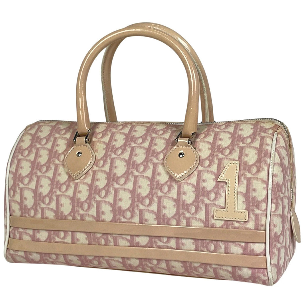 Christian Dior Trotter Handbag Canvas Pink